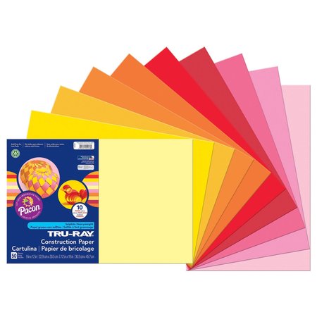 Tru-Ray Construction Paper, Assorted Warm Colors, 12in. x 18in. Sheets, 150PK P102948